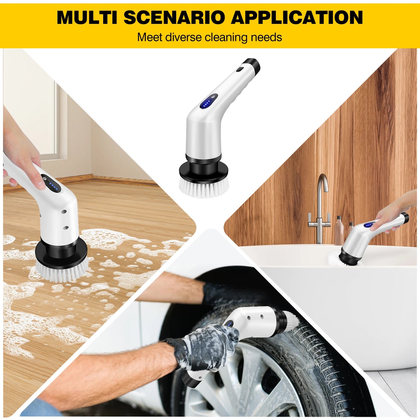 Powerful Cordless Electric Cleaning Brush - 3-in-1 Multi-Functional Handheld Tool for Bathroom, Toilet, and Floor Cleaning