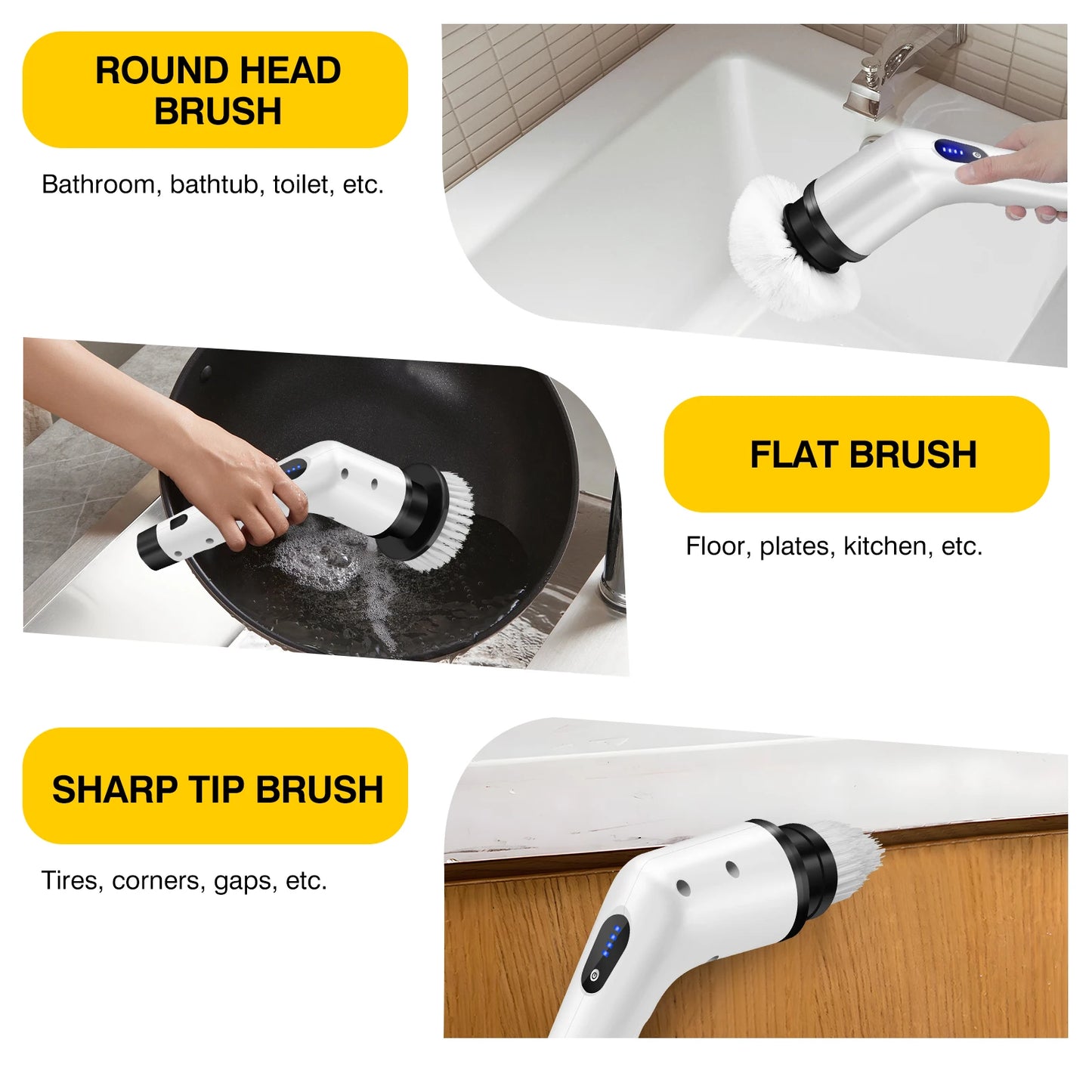 Powerful Cordless Electric Cleaning Brush - 3-in-1 Multi-Functional Handheld Tool for Bathroom, Toilet, and Floor Cleaning