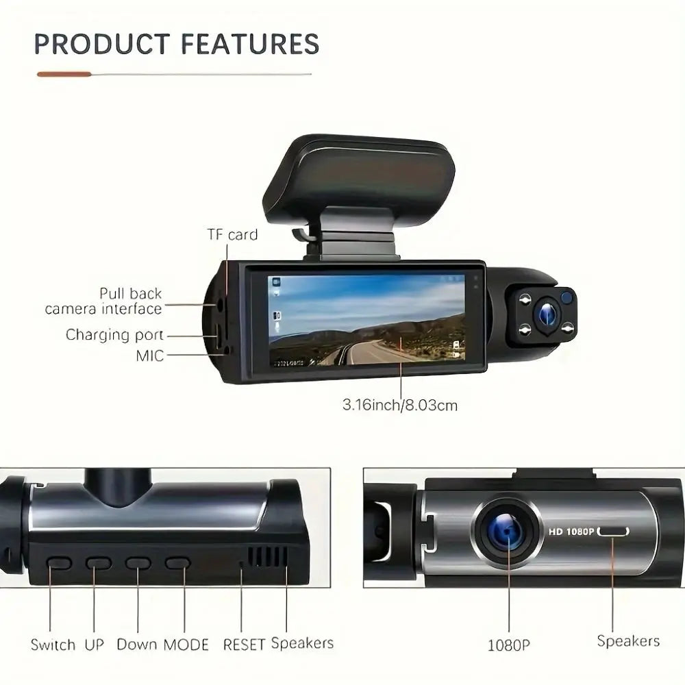 1080P HD Dash Cam with 150° Wide-Angle, G-Sensor, IR Night Vision & 128GB Support - Ultimate Car Video Recorder!