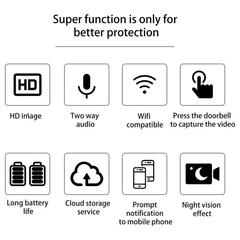 Wireless Doorbell Wifi Outdoor HD Camera Security Door Bell Night Vision Home