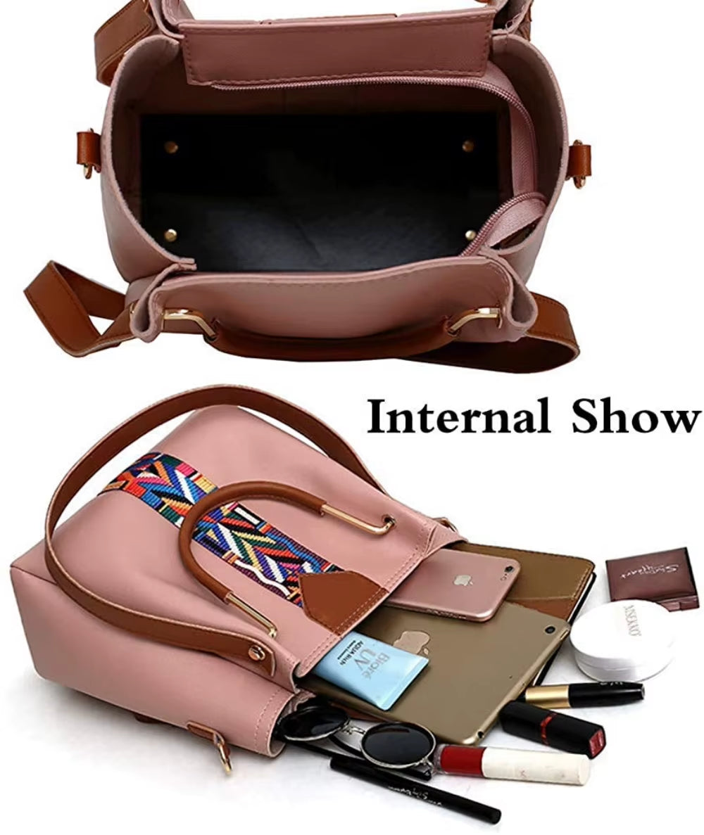 Chic 4-Piece Women's Handbag Set - Stylish Tote, Crossbody, and Wallet in Soft PU Leather