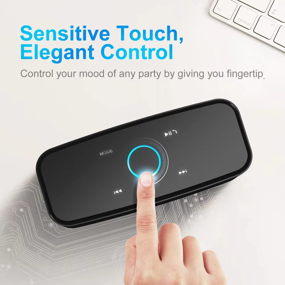 Premium Bluetooth Speaker with Touch Control - 12W HD Sound, IPX5 Waterproof, Built-In Mic for Hands-Free Portability