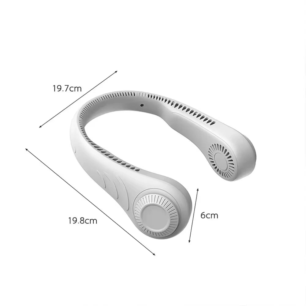 Portable 4000mAh Rechargeable USB Neck Fan - Leafless Neckband Cooler for Ultimate Comfort