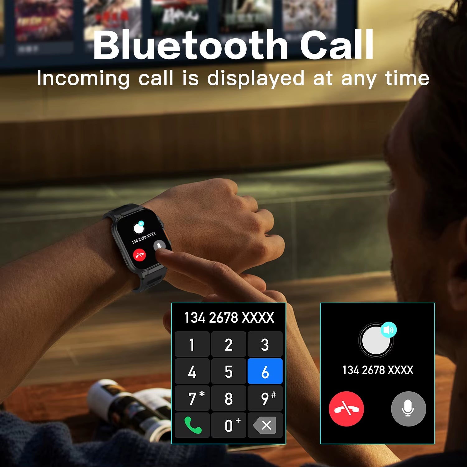 2.0 Inch Smart Music Watch - 600mAh Battery, 128MB Memory, Heart Rate Monitor & Fitness Tracker with TWS Support