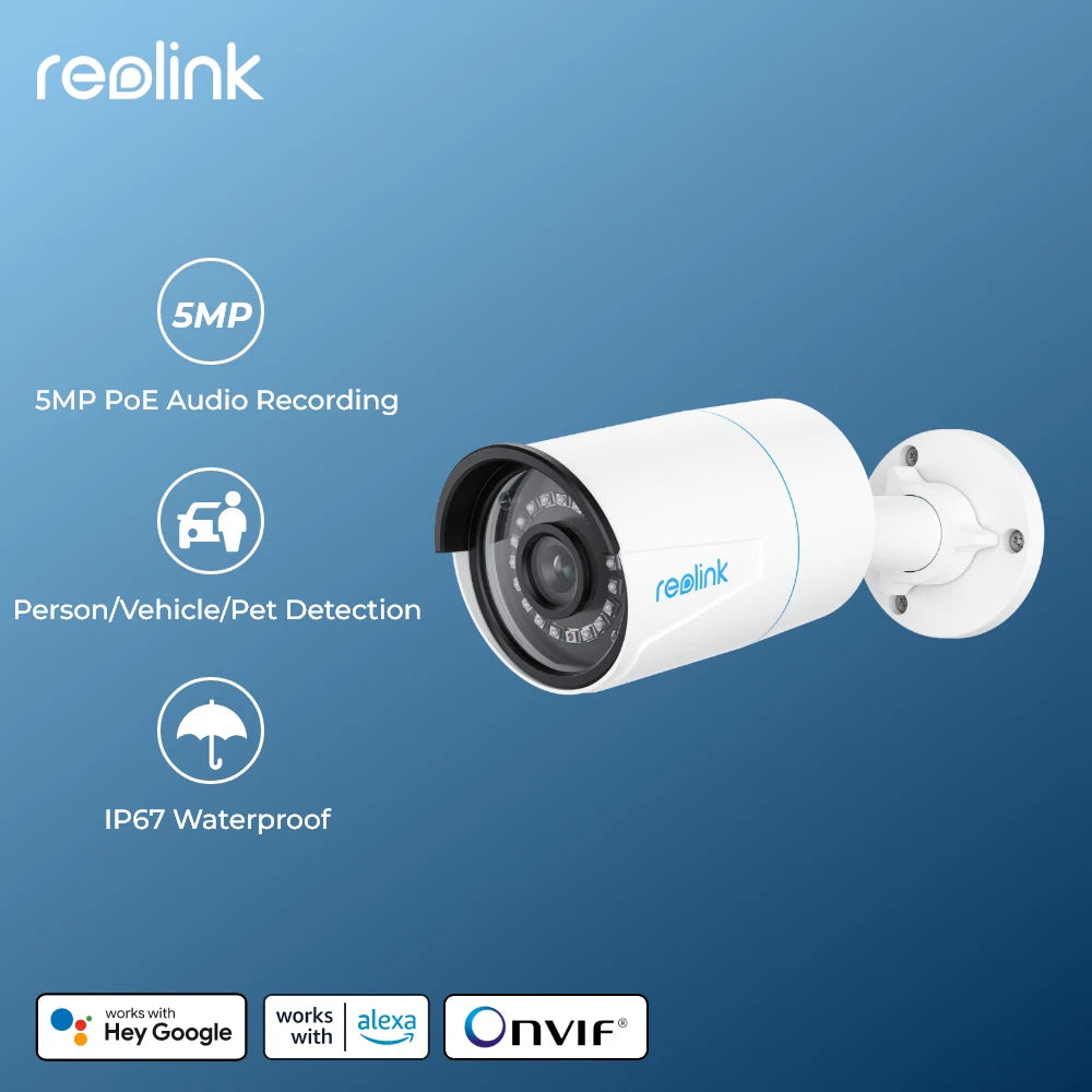Reolink 5MP Outdoor Security Camera with Infrared Night Vision & Smart Detection for Humans, Cars, and Pets - POE IP Camera