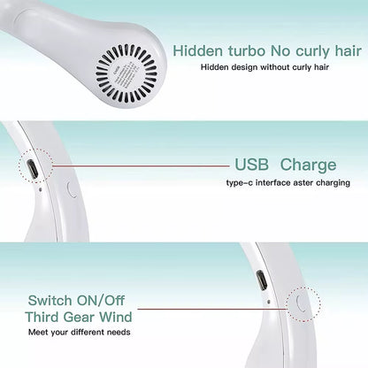 Portable 4000mAh Rechargeable USB Neck Fan - Leafless Neckband Cooler for Ultimate Comfort