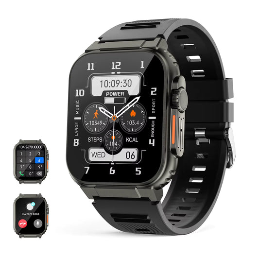 2.0 Inch Smart Music Watch - 600mAh Battery, 128MB Memory, Heart Rate Monitor & Fitness Tracker with TWS Support