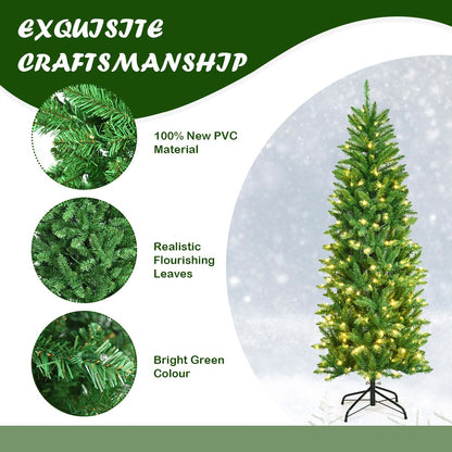 Pre-Lit Artificial Pencil Christmas Tree with Warm White Ul-Listed Lights