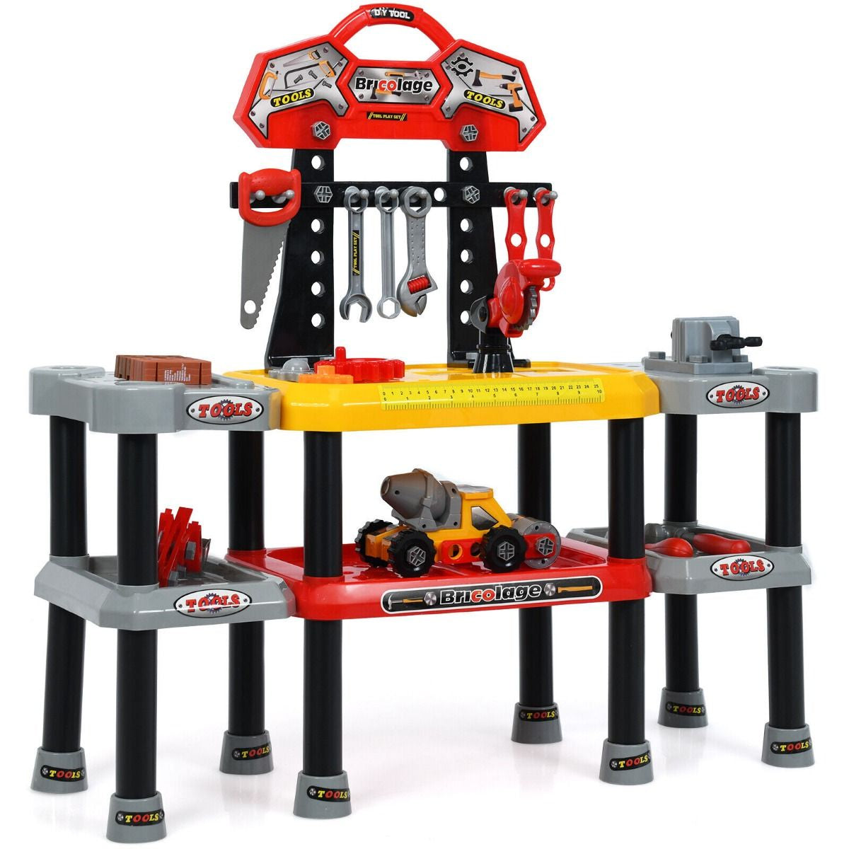 Ultimate 121-Piece Kids Construction Tool Set with Double-Tier Workbench for Endless Pretend Play Fun!