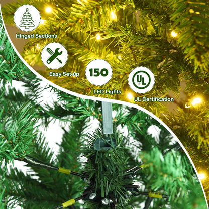 Pre-Lit Artificial Pencil Christmas Tree with Warm White Ul-Listed Lights
