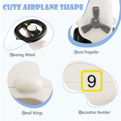Kids Plane Ride on Toy Car with Cute Propeller and Flexible Steering Wheel