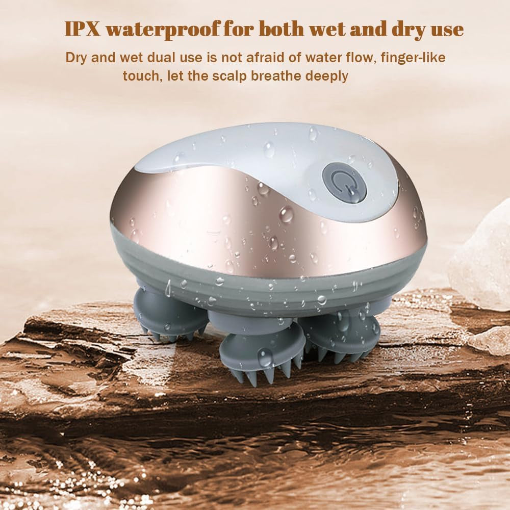 Electric Scalp Massager, Portable Waterproof Head Massager with 3 Modes, 96 Silicone Contact, for Hair Growth, Deep Clean, Stress Relax, for Head Neck Leg Body, Gift for Women Men