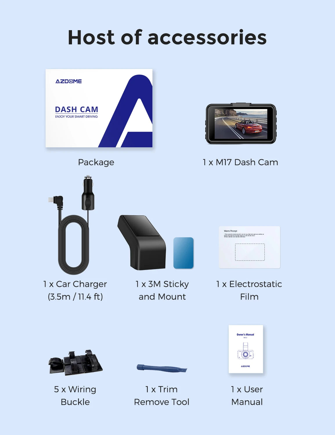 M17 1080P Dash Cam with ADAS, GPS, Night Vision & 24H Parking Monitor - WiFi App & 150°FOV