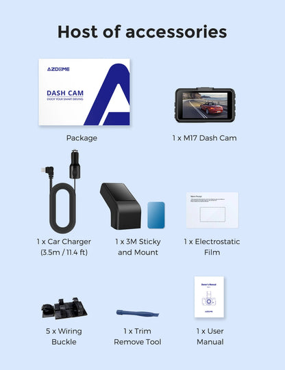M17 1080P Dash Cam with ADAS, GPS, Night Vision & 24H Parking Monitor - WiFi App & 150°FOV