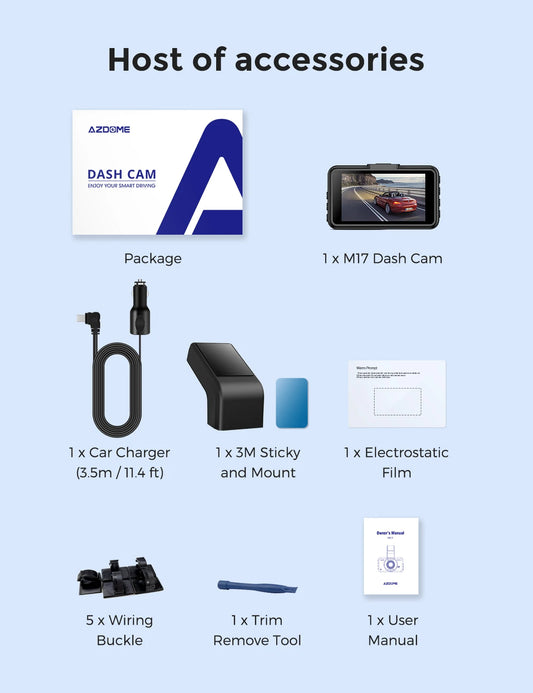 M17 1080P Dash Cam with ADAS, GPS, Night Vision & 24H Parking Monitor - WiFi App & 150°FOV