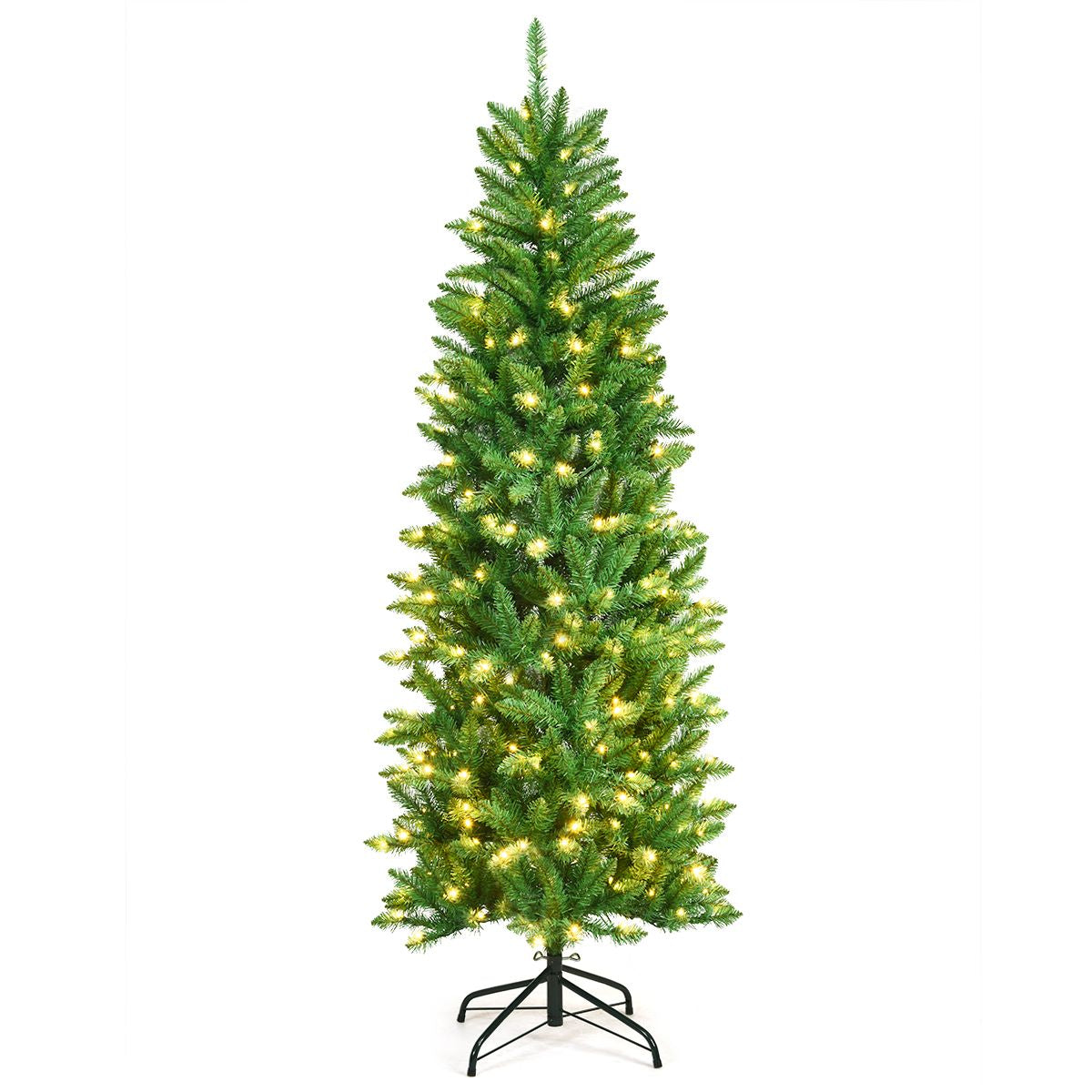 Pre-Lit Artificial Pencil Christmas Tree with Warm White Ul-Listed Lights