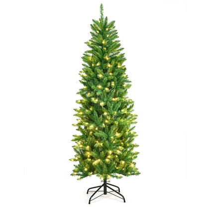 Pre-Lit Artificial Pencil Christmas Tree with Warm White Ul-Listed Lights
