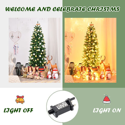 Pre-Lit Artificial Pencil Christmas Tree with Warm White Ul-Listed Lights