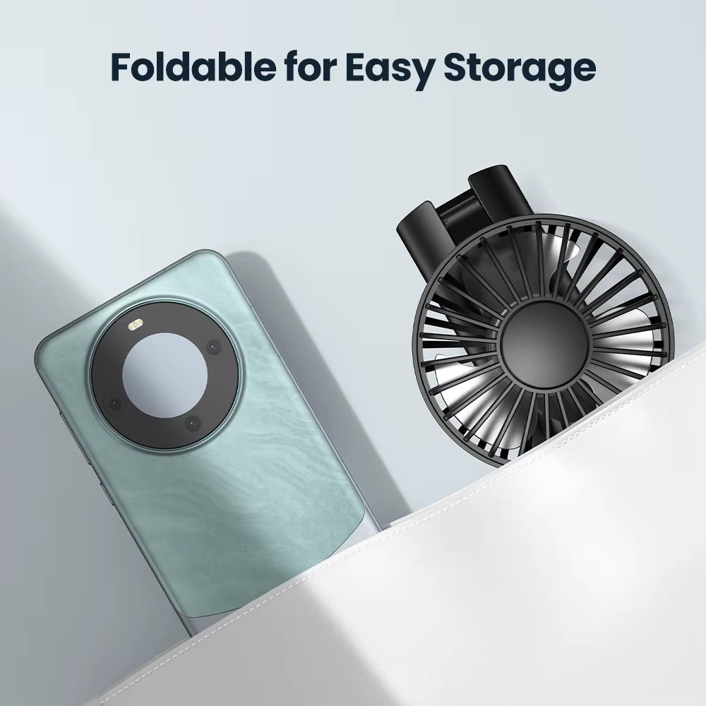 Ultimate 3-in-1 Portable Handheld Fan - 5000mAh USB Rechargeable, Foldable Design with Digital Display for Travel & Desk Use