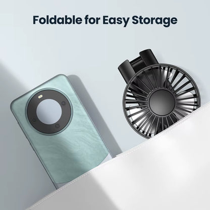 Ultimate 3-in-1 Portable Handheld Fan - 5000mAh USB Rechargeable, Foldable Design with Digital Display for Travel & Desk Use