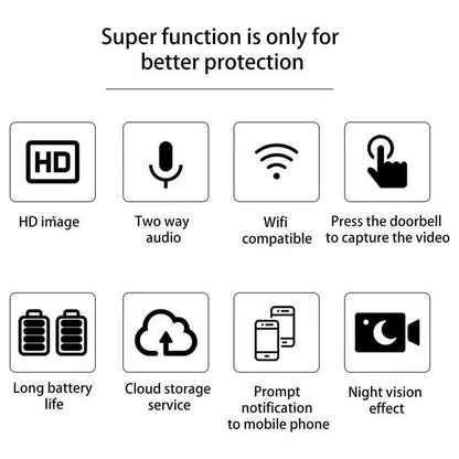 Wireless Doorbell Wifi Outdoor HD Camera Security Door Bell Night Vision Home