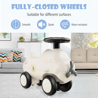 Kids Plane Ride on Toy Car with Cute Propeller and Flexible Steering Wheel