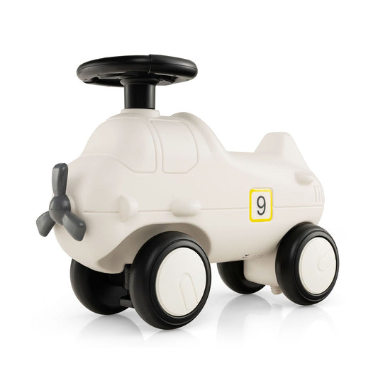 Kids Plane Ride on Toy Car with Cute Propeller and Flexible Steering Wheel