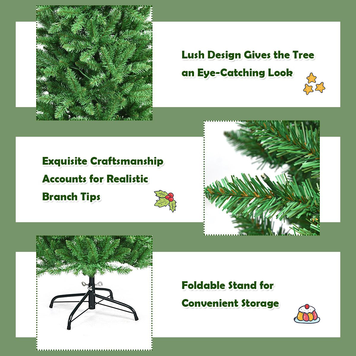 Pre-Lit Artificial Pencil Christmas Tree with Warm White Ul-Listed Lights
