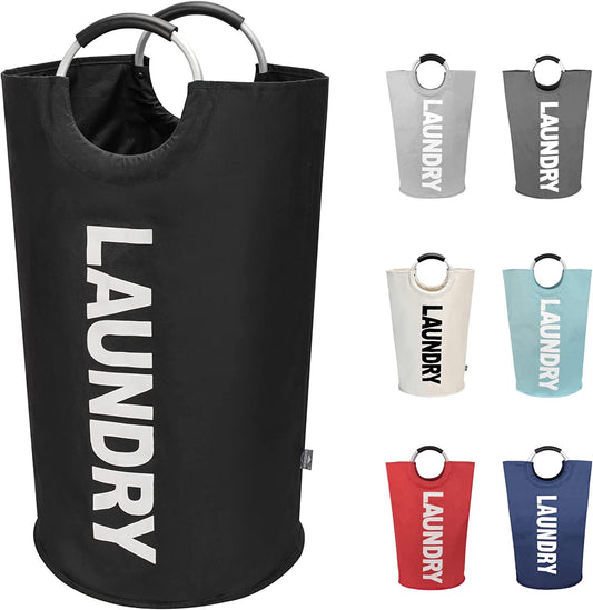 Spacious 90L Collapsible Laundry Basket - Freestanding Tall Hamper & Foldable Washing Bin in Black