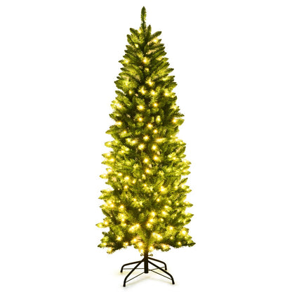 Pre-Lit Artificial Pencil Christmas Tree with Warm White Ul-Listed Lights
