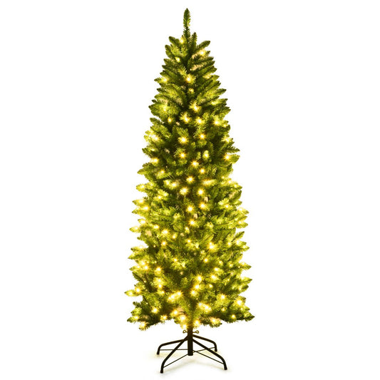 Pre-Lit Artificial Pencil Christmas Tree with Warm White Ul-Listed Lights