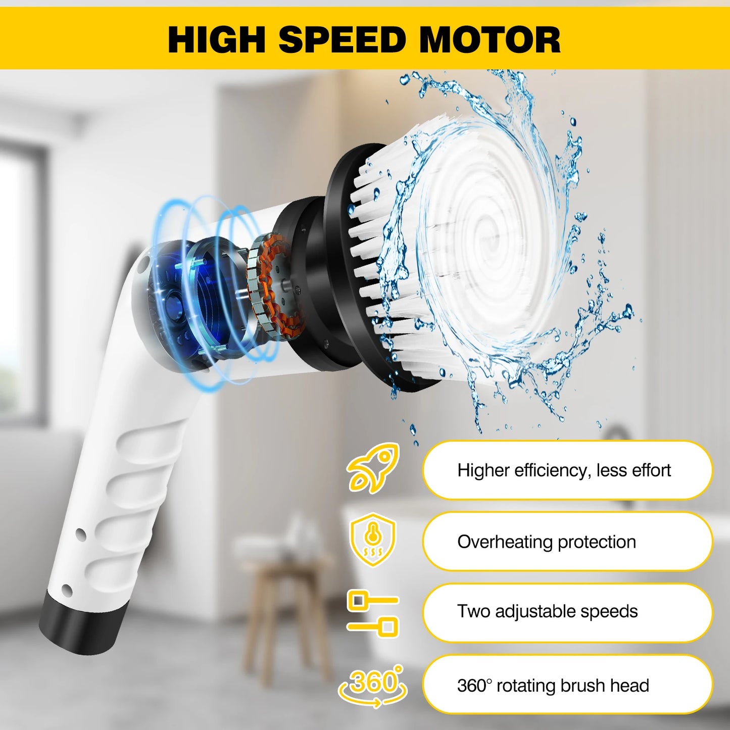 Powerful Cordless Electric Cleaning Brush - 3-in-1 Multi-Functional Handheld Tool for Bathroom, Toilet, and Floor Cleaning