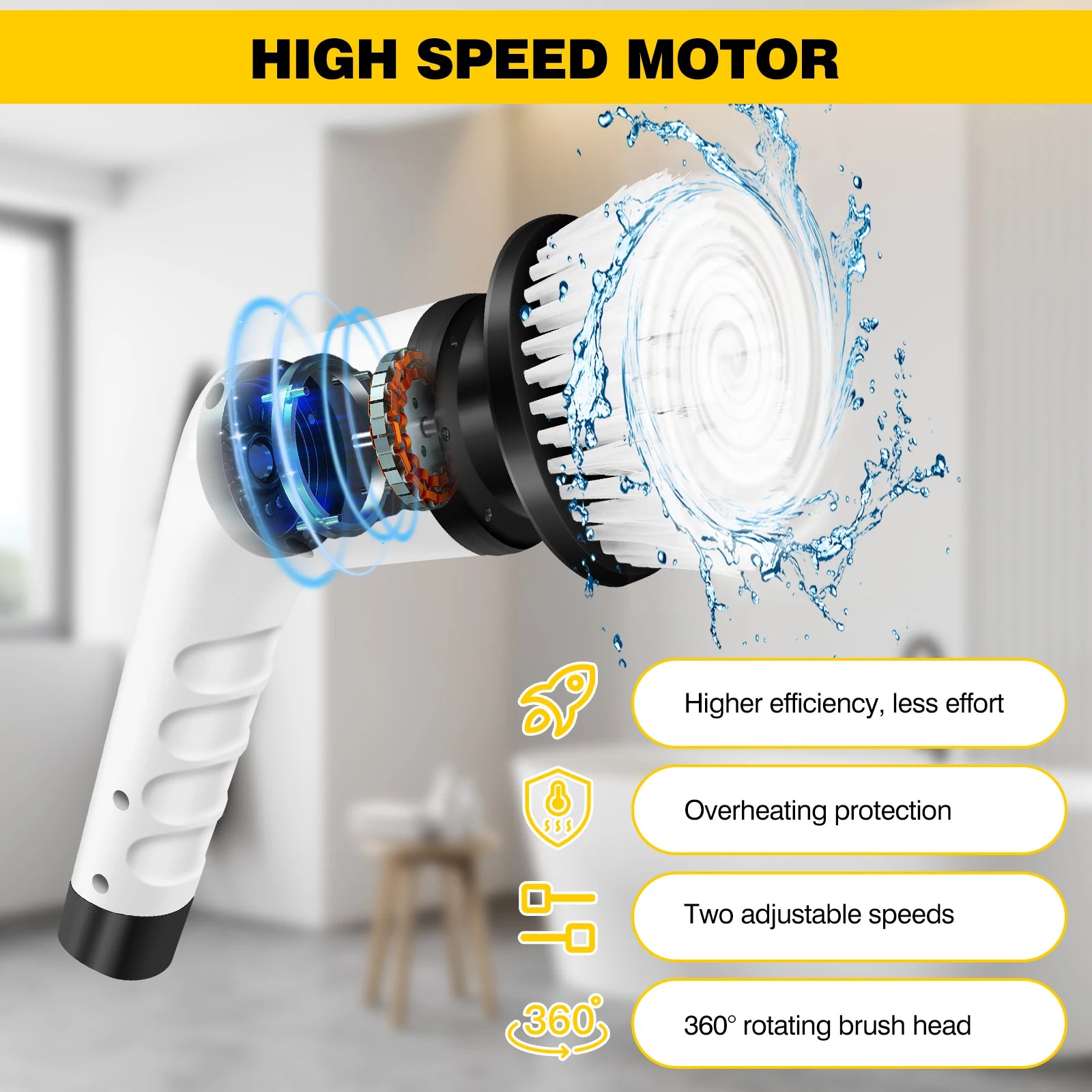 Powerful Cordless Electric Cleaning Brush - 3-in-1 Multi-Functional Handheld Tool for Bathroom, Toilet, and Floor Cleaning