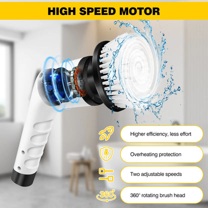 Powerful Cordless Electric Cleaning Brush - 3-in-1 Multi-Functional Handheld Tool for Bathroom, Toilet, and Floor Cleaning