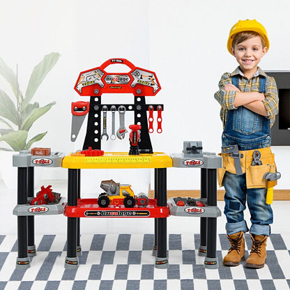 Ultimate 121-Piece Kids Construction Tool Set with Double-Tier Workbench for Endless Pretend Play Fun!