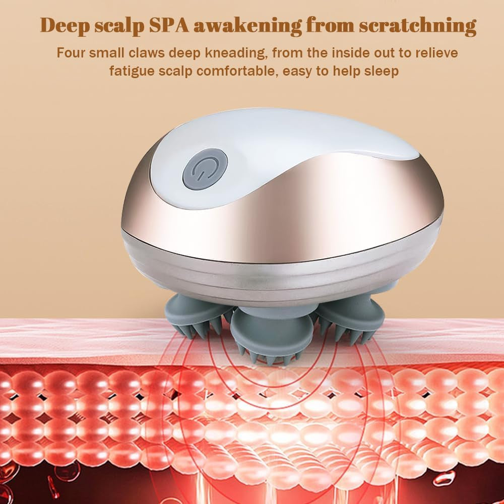 Electric Scalp Massager, Portable Waterproof Head Massager with 3 Modes, 96 Silicone Contact, for Hair Growth, Deep Clean, Stress Relax, for Head Neck Leg Body, Gift for Women Men