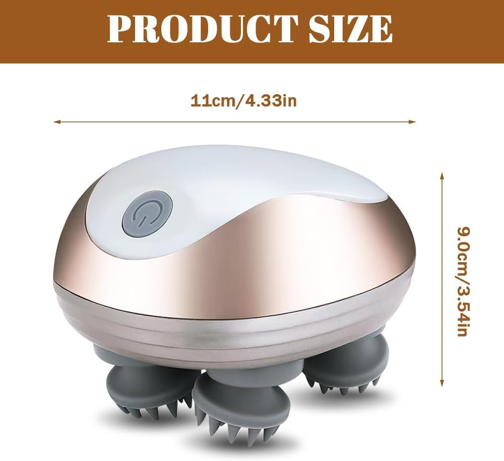 Electric Scalp Massager, Portable Waterproof Head Massager with 3 Modes, 96 Silicone Contact, for Hair Growth, Deep Clean, Stress Relax, for Head Neck Leg Body, Gift for Women Men