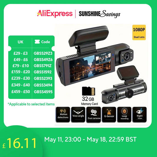 1080P HD Dash Cam with 150° Wide-Angle, G-Sensor, IR Night Vision & 128GB Support - Ultimate Car Video Recorder!