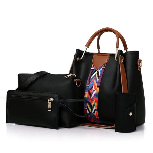 Chic 4-Piece Women's Handbag Set - Stylish Tote, Crossbody, and Wallet in Soft PU Leather